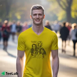 Men’s Charlie's Angels Classic TV Series V-Neck Tee in yellow | Sharp, Breathable, Everyday Staple