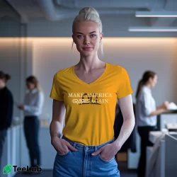 Women’s Make America Graves Again V-Neck Tee in orange | Chic Neckline, Soft Texture