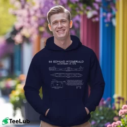 Men’s ss edmund fitzgerald blueprint great lakes freighter Pullover Hoodie in navy | Cozy, Durable, Modern Fit