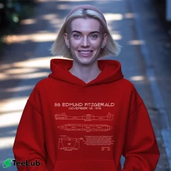 Women’s ss edmund fitzgerald blueprint great lakes freighter Cozy Hoodie in red | Warm, Structured, Stylish