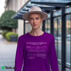 Women’s ss edmund fitzgerald blueprint great lakes freighter Long-Sleeve Top in purple | Sleek, Versatile, All-Season